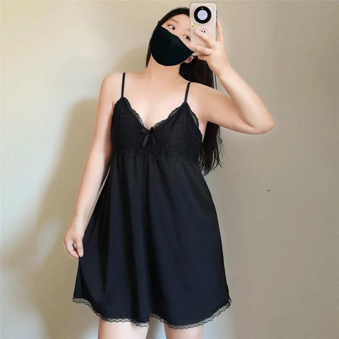Extra Large Size Fat mm 1.0-150kg Suspender Nightgown Women's Summer Sexy Pure Lust Short Skirt Lace Pajamas Without Breast Pads 1369
