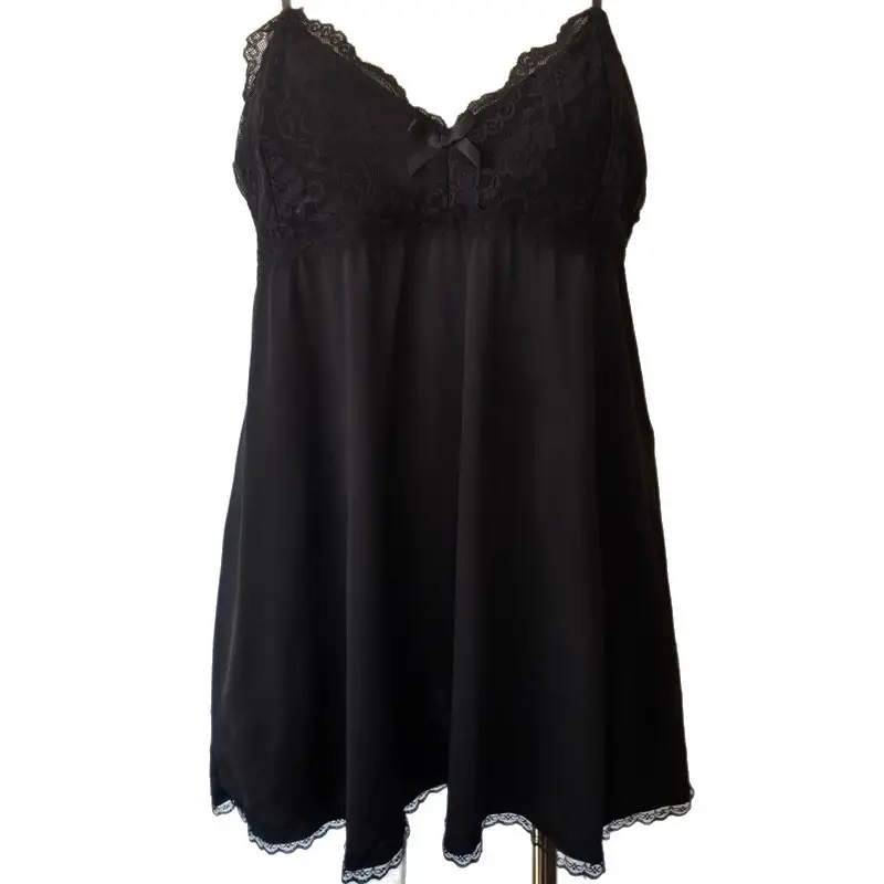 Extra Large Size Fat mm 1.0-150kg Suspender Nightgown Women's Summer Sexy Pure Lust Short Skirt Lace Pajamas Without Breast Pads 1369