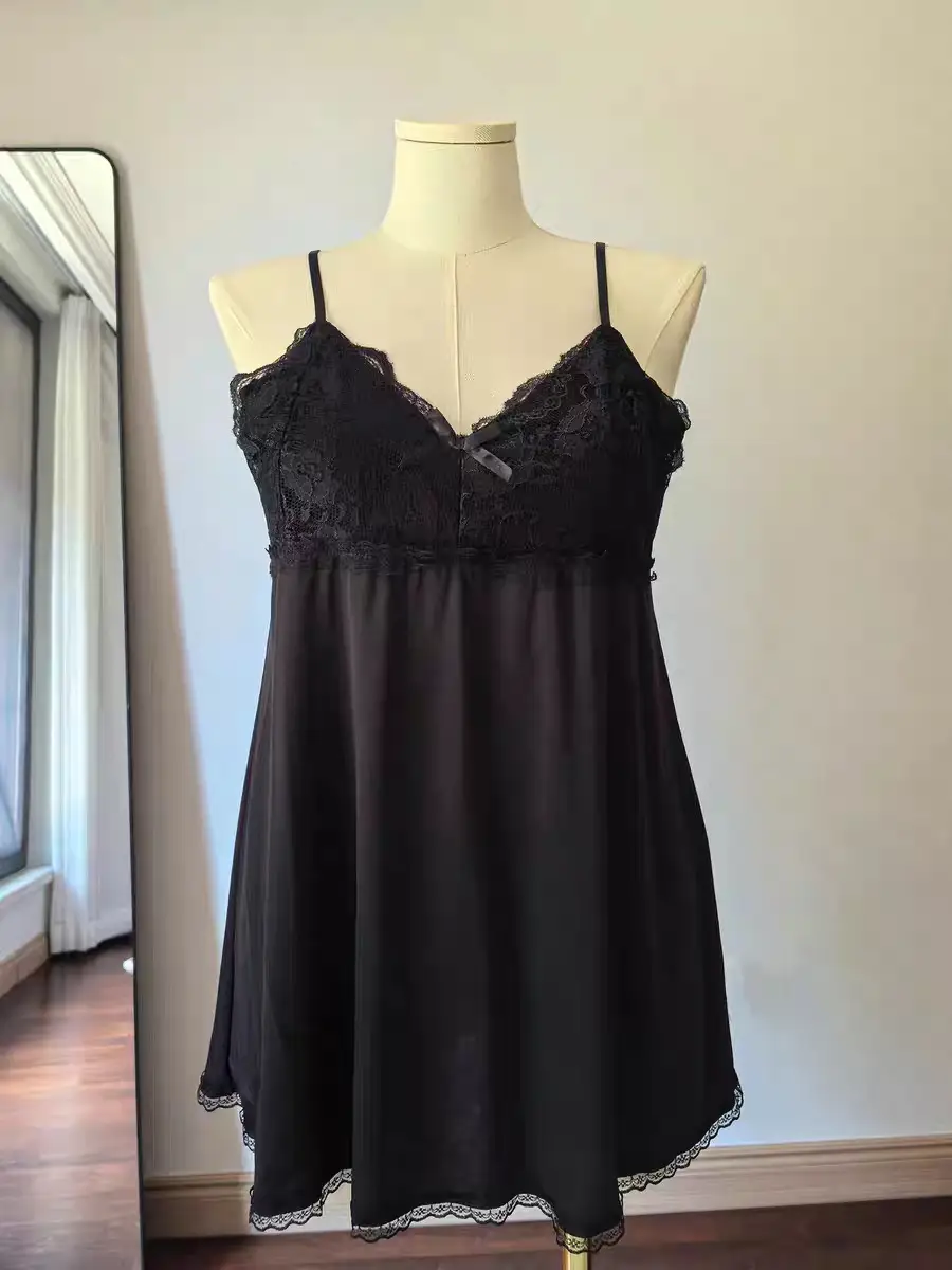Extra Large Size Fat mm 1.0-150kg Suspender Nightgown Women's Summer Sexy Pure Lust Short Skirt Lace Pajamas Without Breast Pads 1369 — feature 2