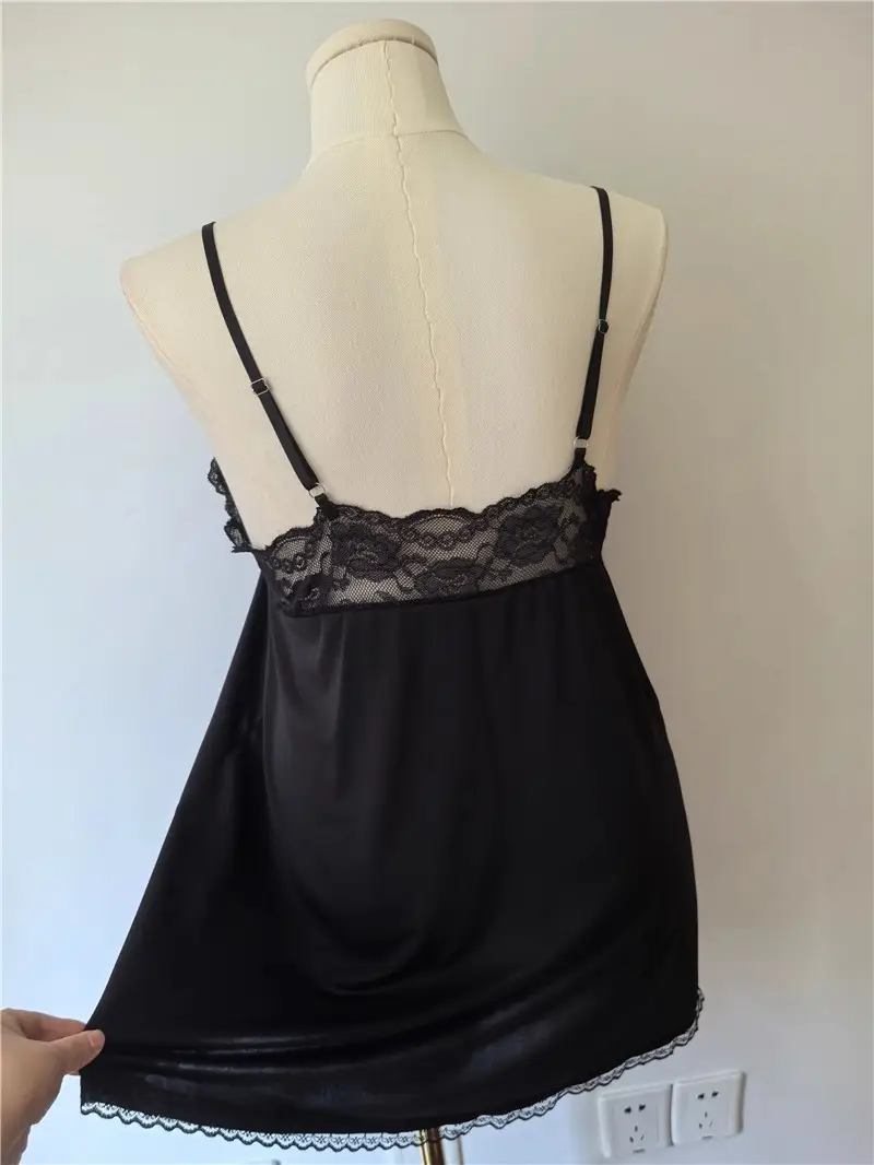 Extra Large Size Fat mm 1.0-150kg Suspender Nightgown Women's Summer Sexy Pure Lust Short Skirt Lace Pajamas Without Breast Pads 1369 — feature 3