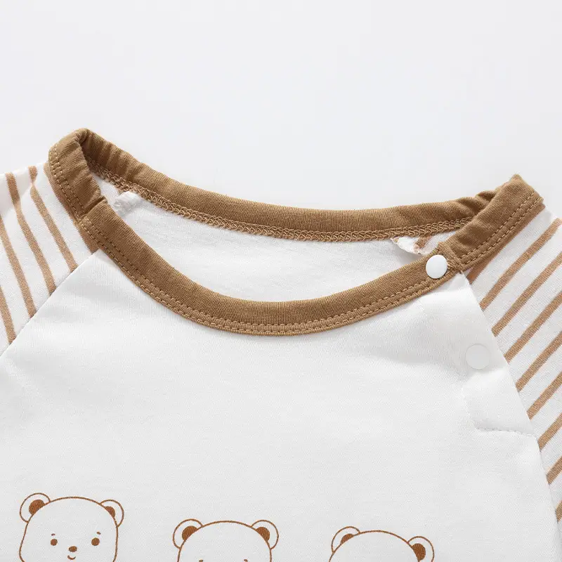 Jingqi Baby Long Sleeve T-Shirt White Brown Cotton Kids