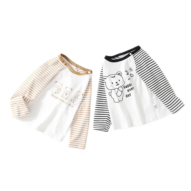 Jingqi Baby Long Sleeve T-Shirt White Brown Cotton Kids