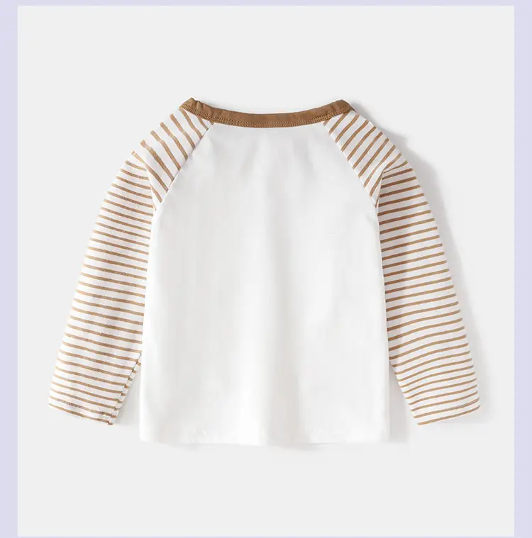 Jingqi Baby Long Sleeve T-Shirt White Brown Cotton Kids — feature 9