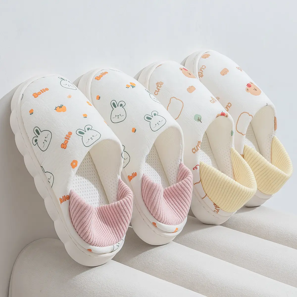 Cute Cartoon Slippers Women's Cotton Postpartum Shoes