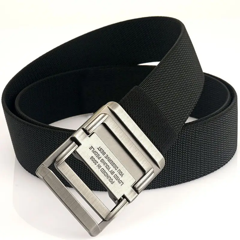 Men's Elastic Woven Tactical Belt with Double Ring Buckle - Image 11