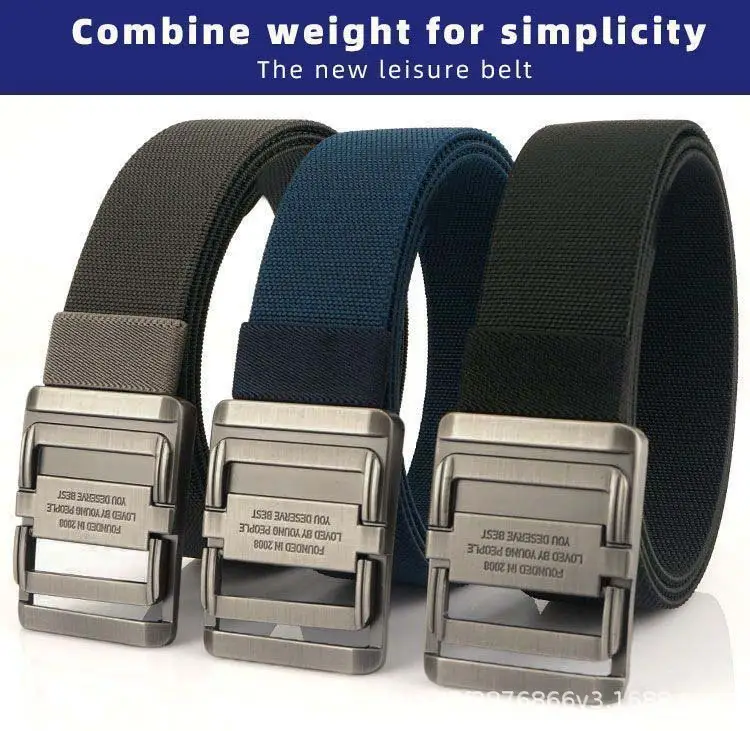 Men's Elastic Woven Tactical Belt with Double Ring Buckle — feature 5