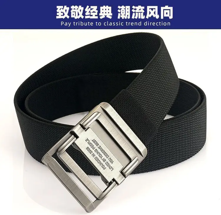 Men's Elastic Woven Tactical Belt with Double Ring Buckle — feature 6