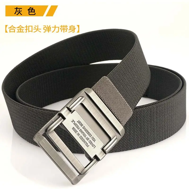 Men's Elastic Woven Tactical Belt with Double Ring Buckle - Image 2