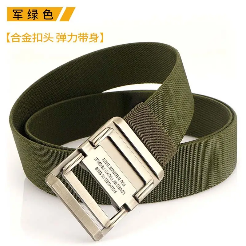 Men's Elastic Woven Tactical Belt with Double Ring Buckle - Image 4