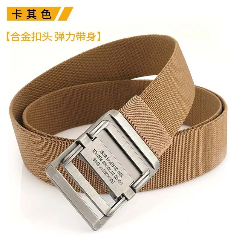 Men's Elastic Woven Tactical Belt with Double Ring Buckle - Image 5
