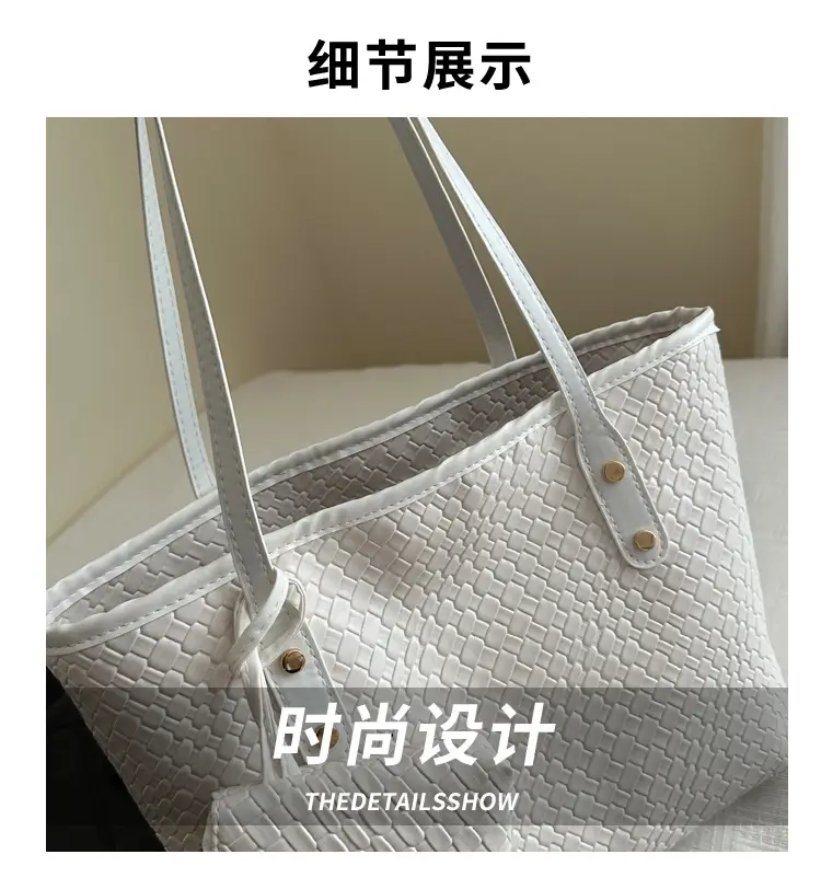 Retro Red Leather Tote Bag with Matching Pouch — feature 3
