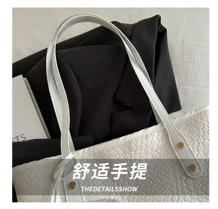 Retro Red Leather Tote Bag with Matching Pouch — feature 5
