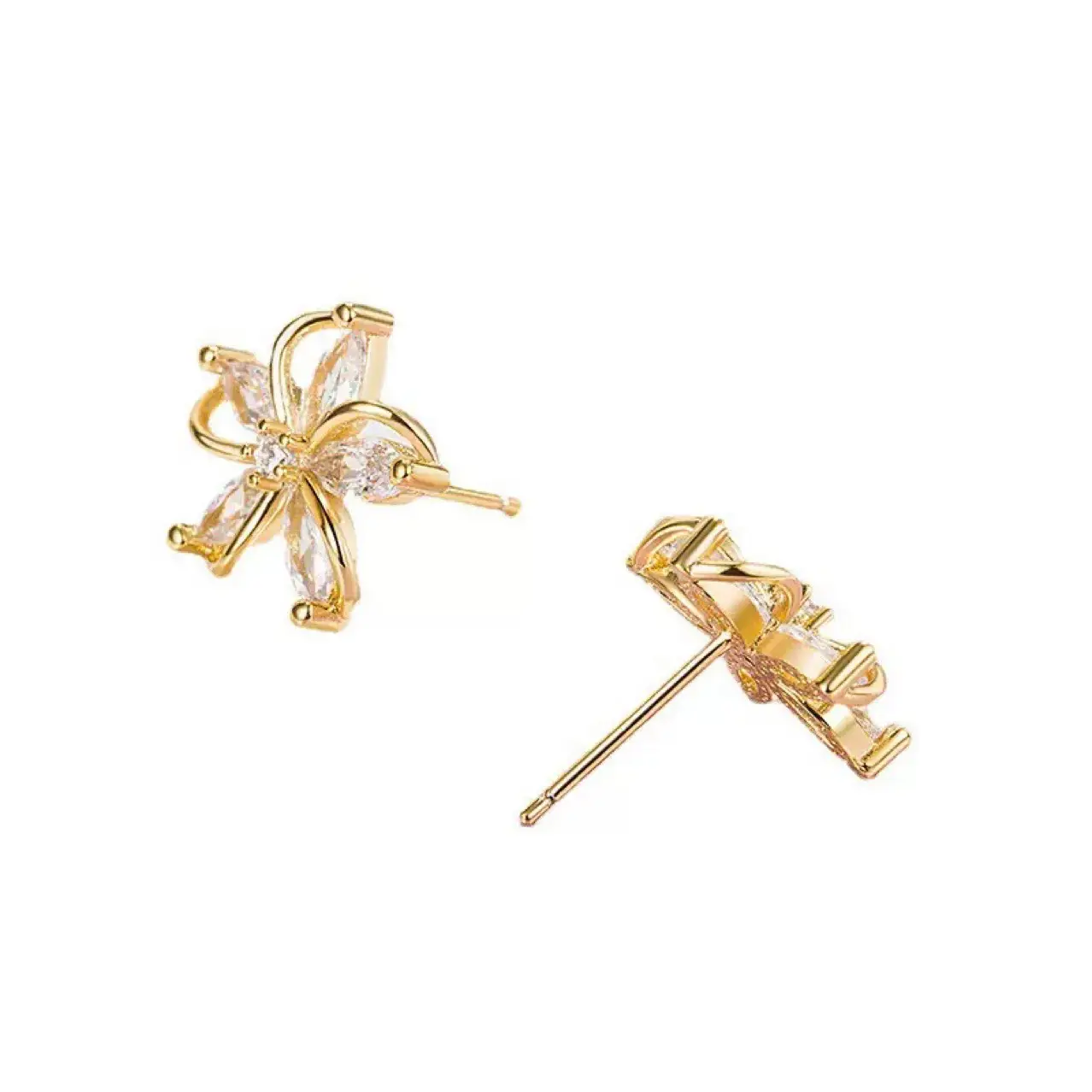 Elegant Five-Petal Flower Earrings Silver Gold Wholesale — feature 6