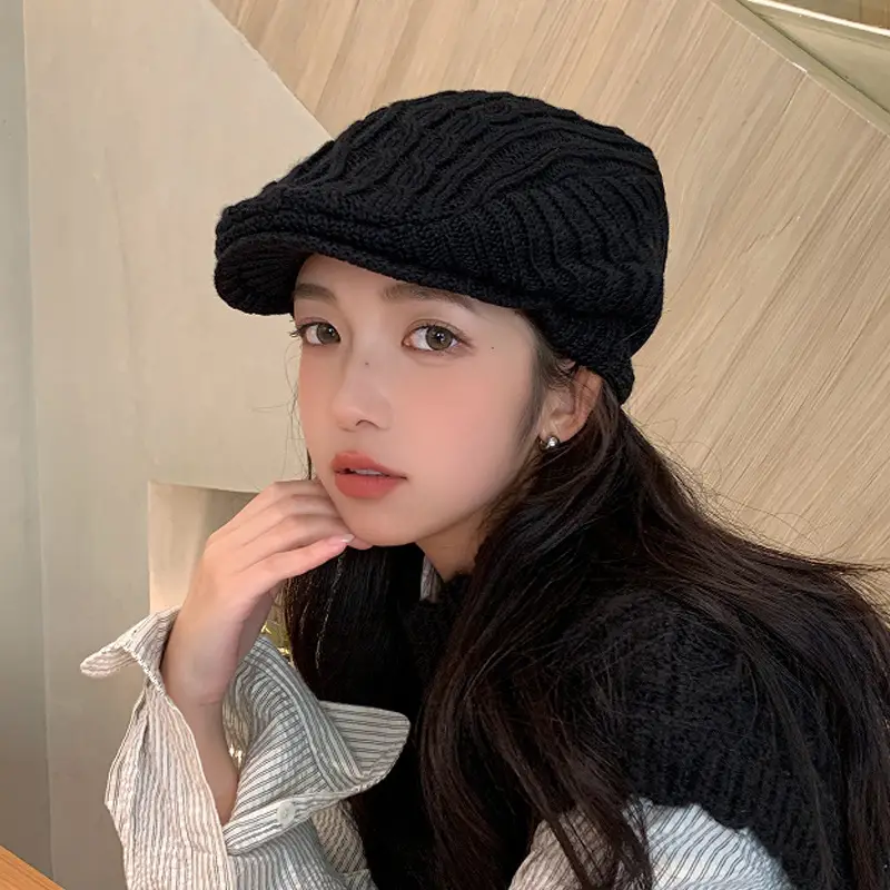 Women Knitted Wool Hat Winter Warm Ear Protection Beret - Image 6
