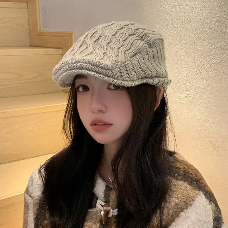 Women Knitted Wool Hat Winter Warm Ear Protection Beret - Image 7