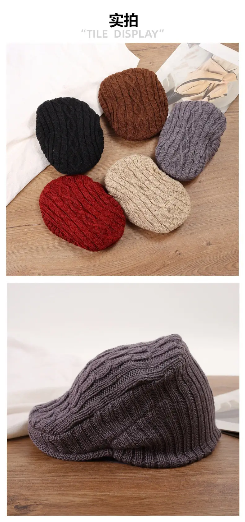 Women Knitted Wool Hat Winter Warm Ear Protection Beret — feature 2