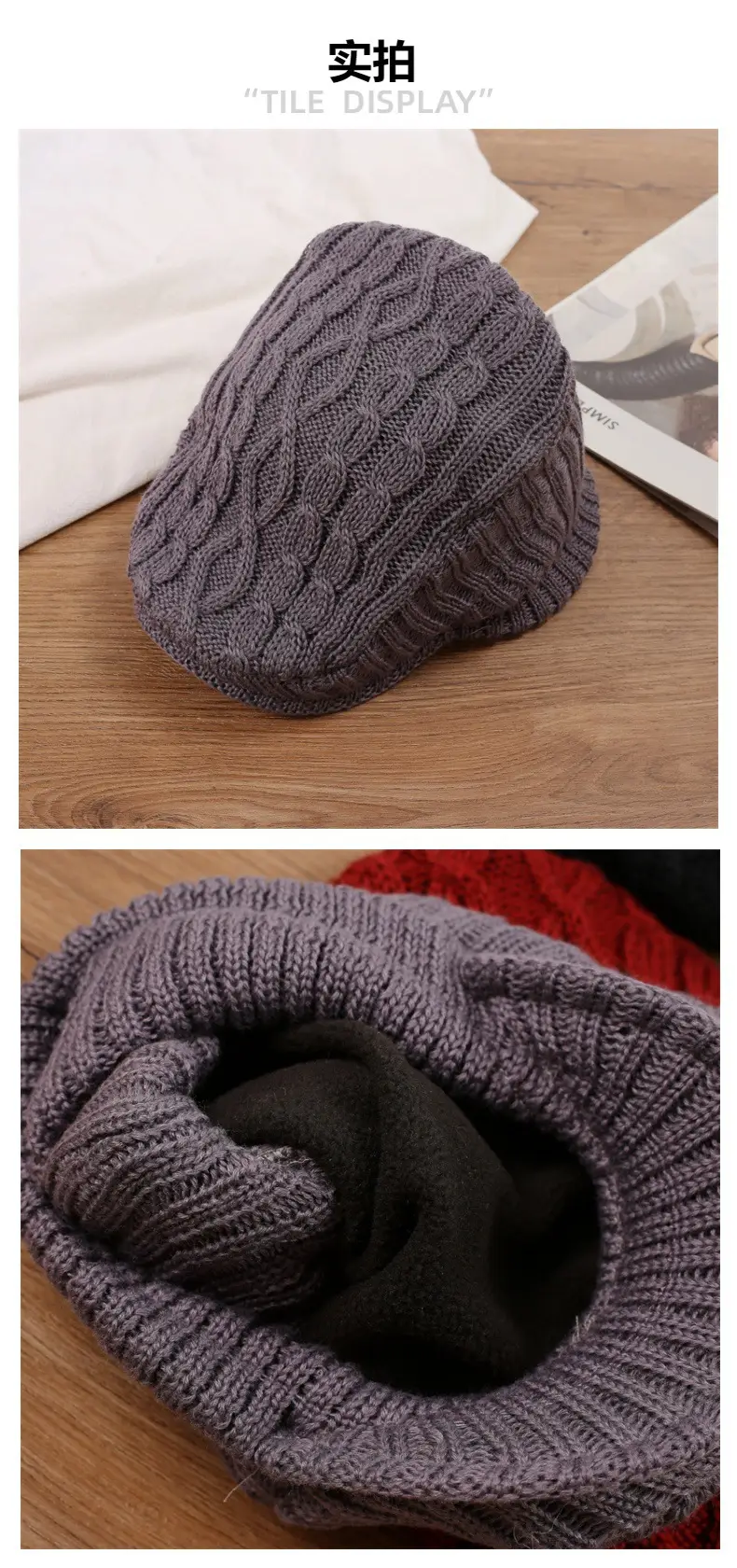 Women Knitted Wool Hat Winter Warm Ear Protection Beret — feature 3