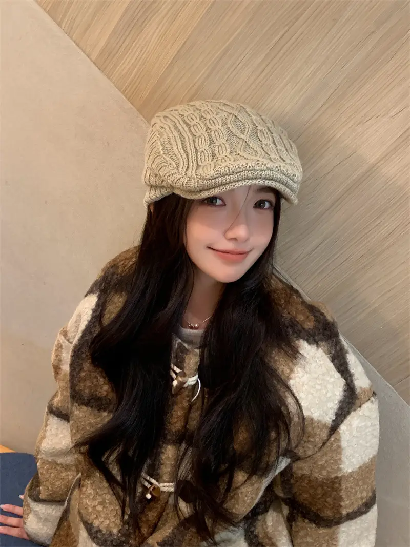 Women Knitted Wool Hat Winter Warm Ear Protection Beret — feature 4