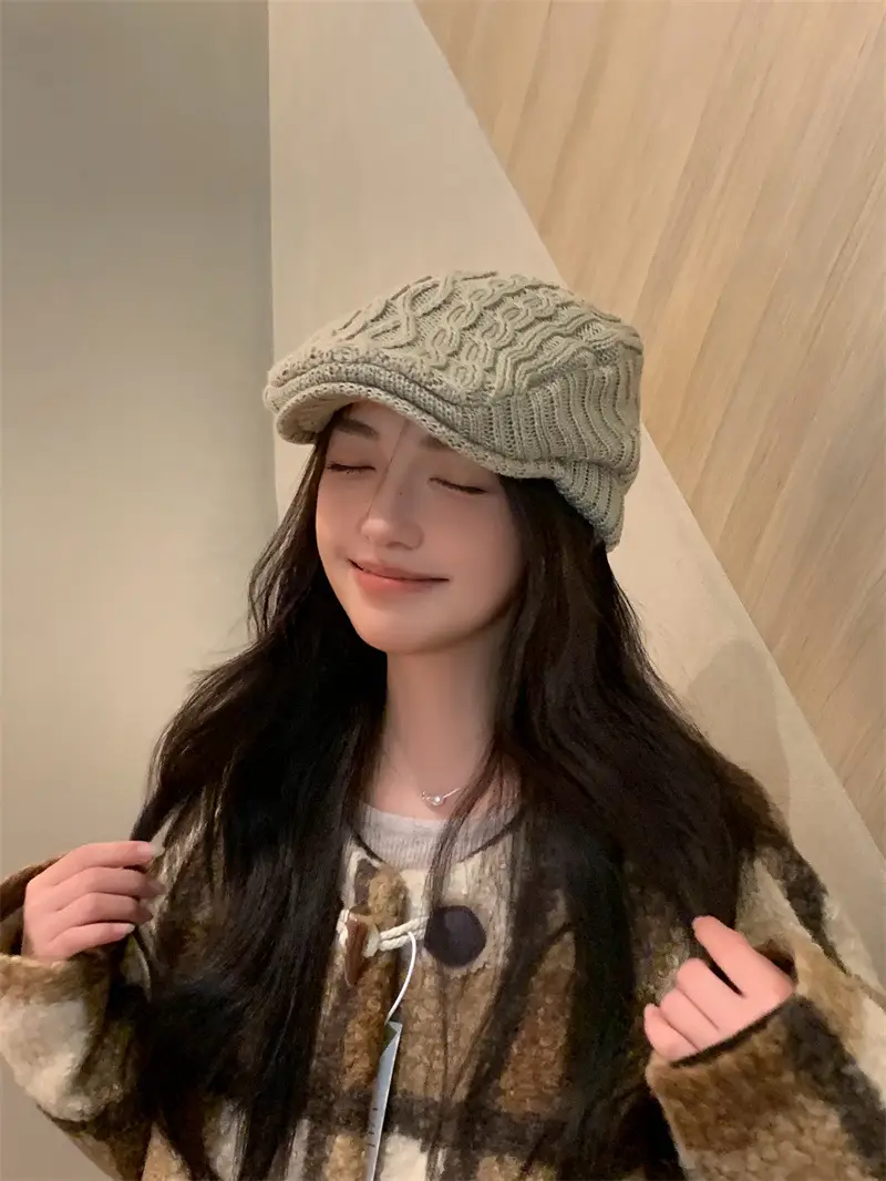 Women Knitted Wool Hat Winter Warm Ear Protection Beret — feature 5