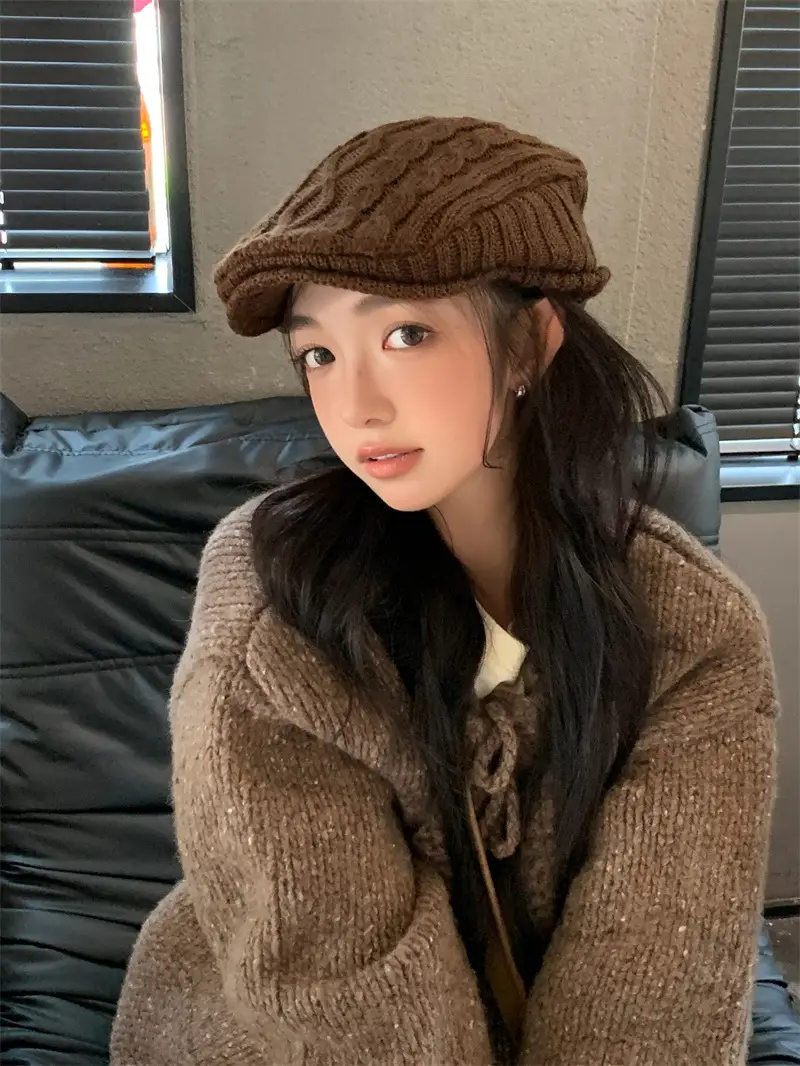 Women Knitted Wool Hat Winter Warm Ear Protection Beret — feature 8