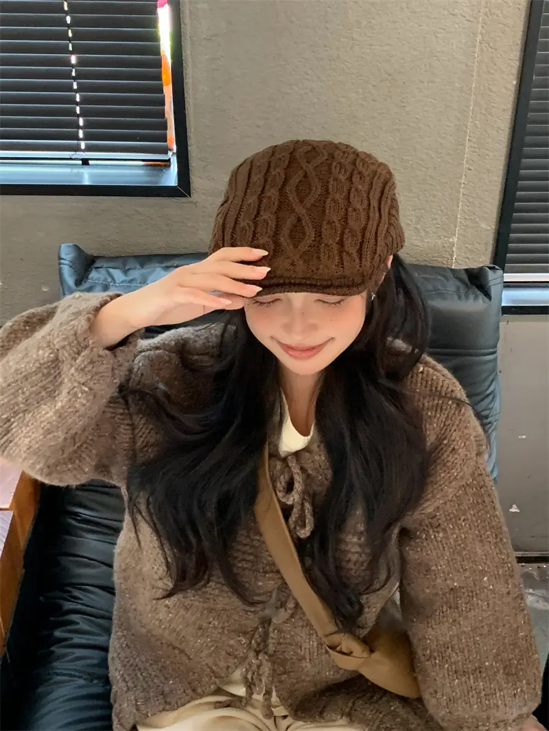 Women Knitted Wool Hat Winter Warm Ear Protection Beret — feature 9