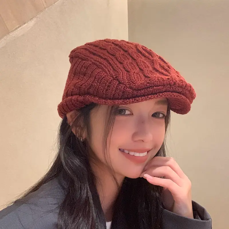 Women Knitted Wool Hat Winter Warm Ear Protection Beret - Image 3