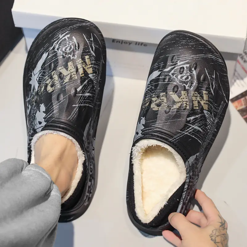 2025 MKR Black Winter Slippers for Men