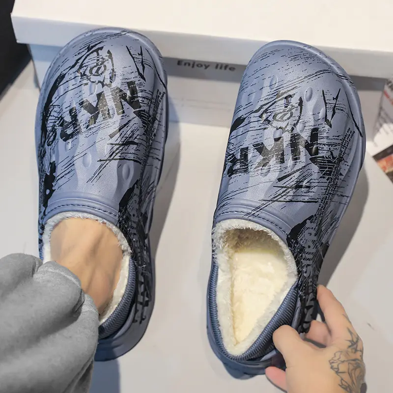 2025 MKR Black Winter Slippers for Men