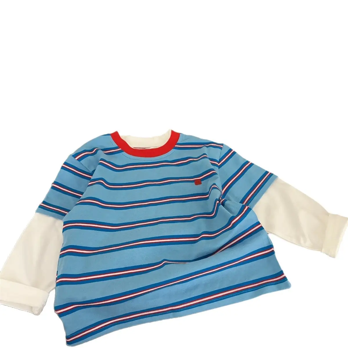 Children Striped Long Sleeve T-Shirt Blue White Red - Image 6