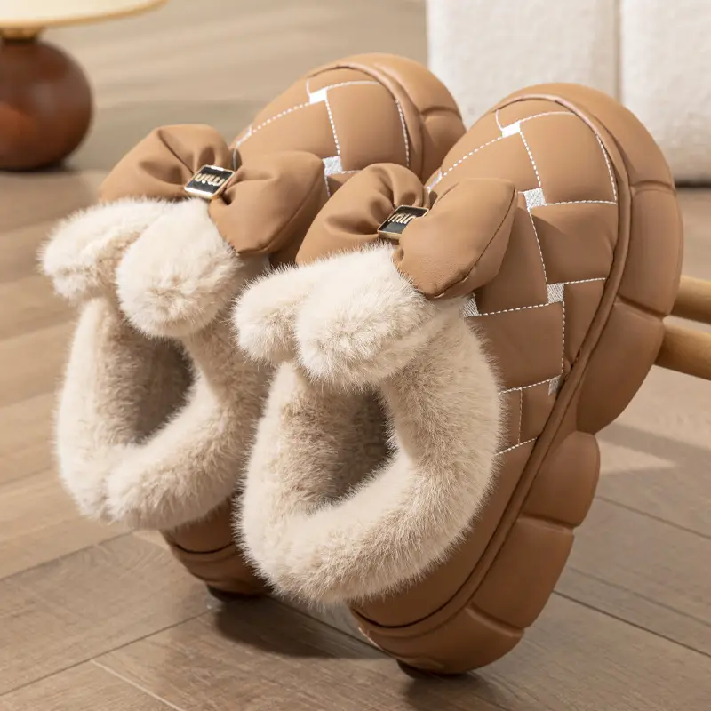 Women's 2025 Winter Cotton Bag Heel Shoes Beige - Image 8