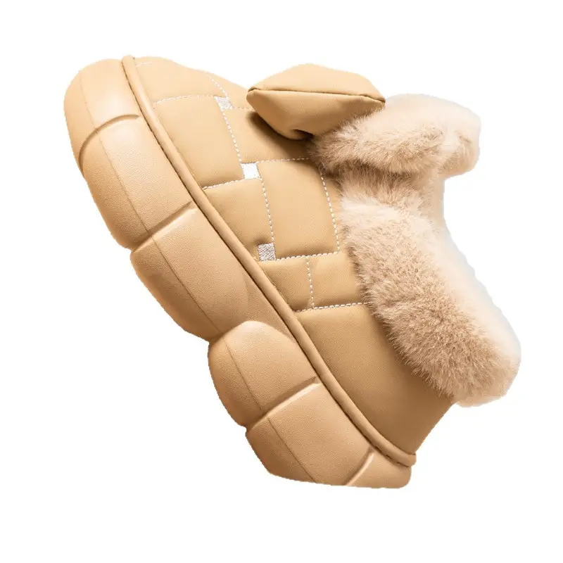 Women's 2025 Winter Cotton Bag Heel Shoes Beige - Image 9