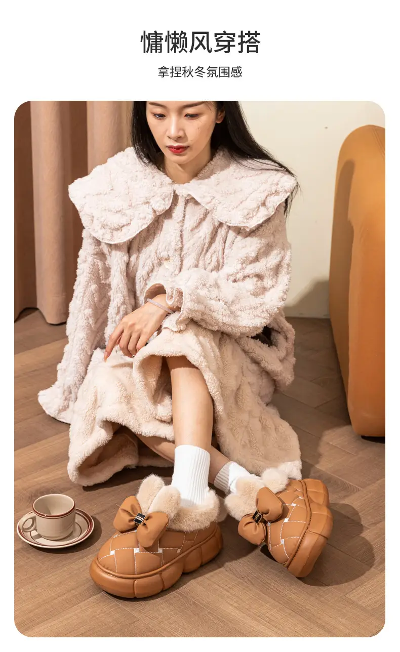 Women's 2025 Winter Cotton Bag Heel Shoes Beige — feature 10