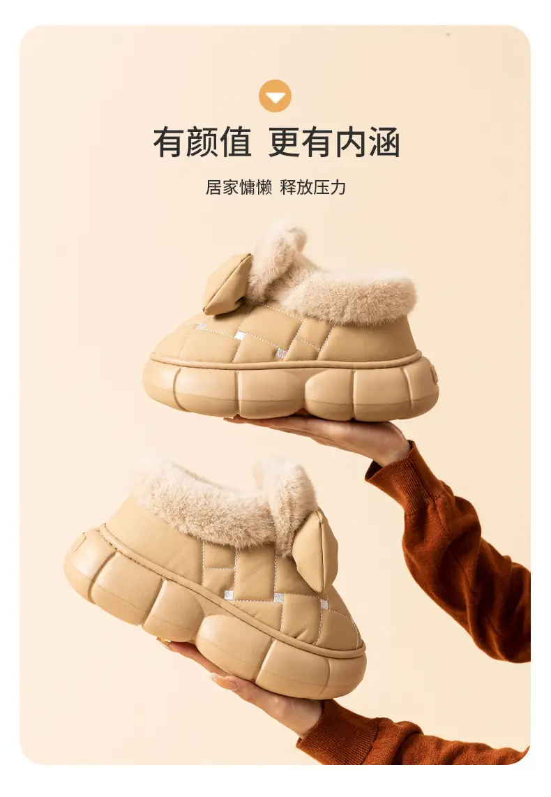 Women's 2025 Winter Cotton Bag Heel Shoes Beige — feature 11