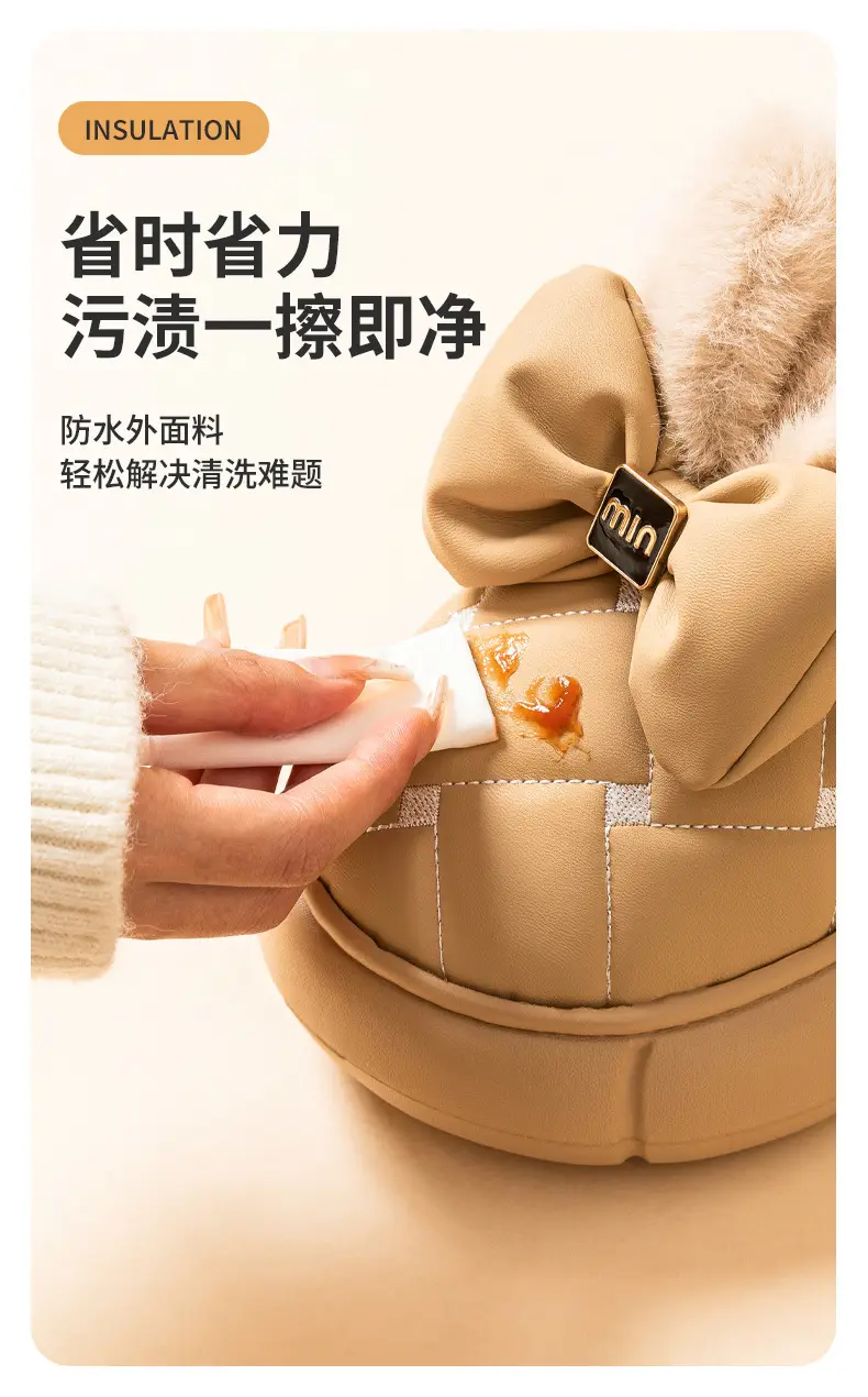 Women's 2025 Winter Cotton Bag Heel Shoes Beige — feature 5