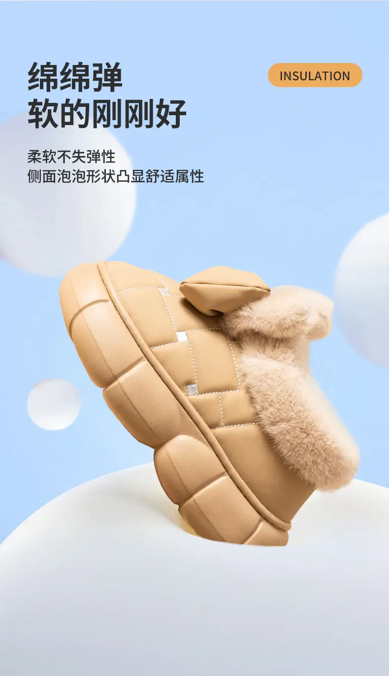 Women's 2025 Winter Cotton Bag Heel Shoes Beige — feature 8
