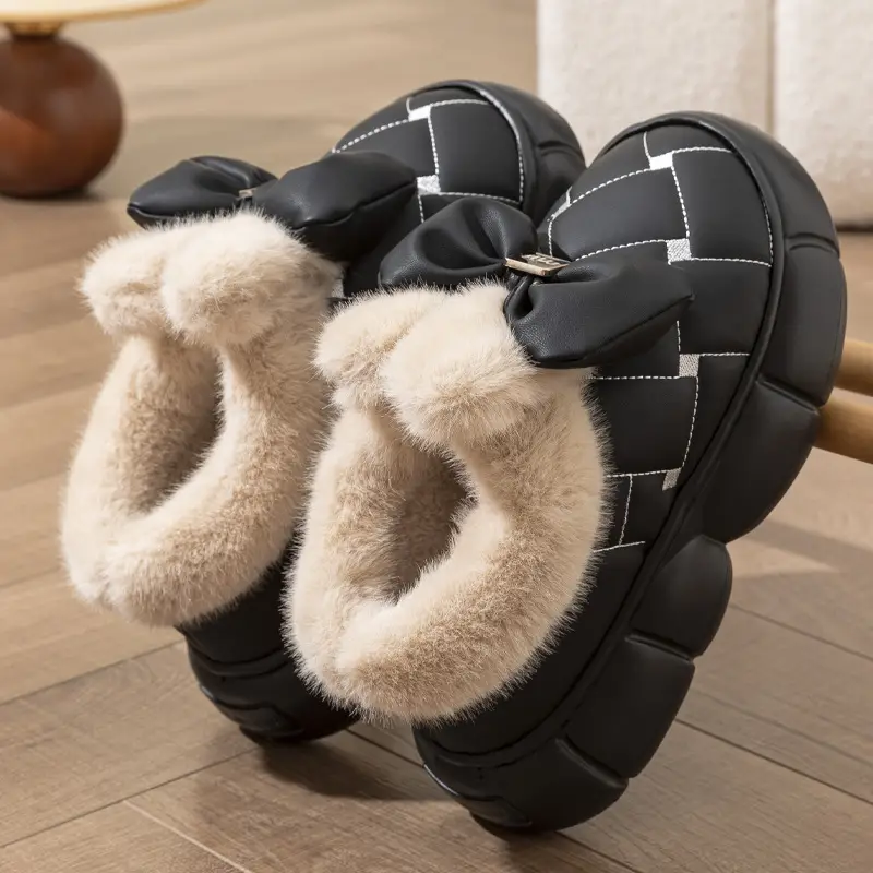 Women's 2025 Winter Cotton Bag Heel Shoes Beige - Image 4