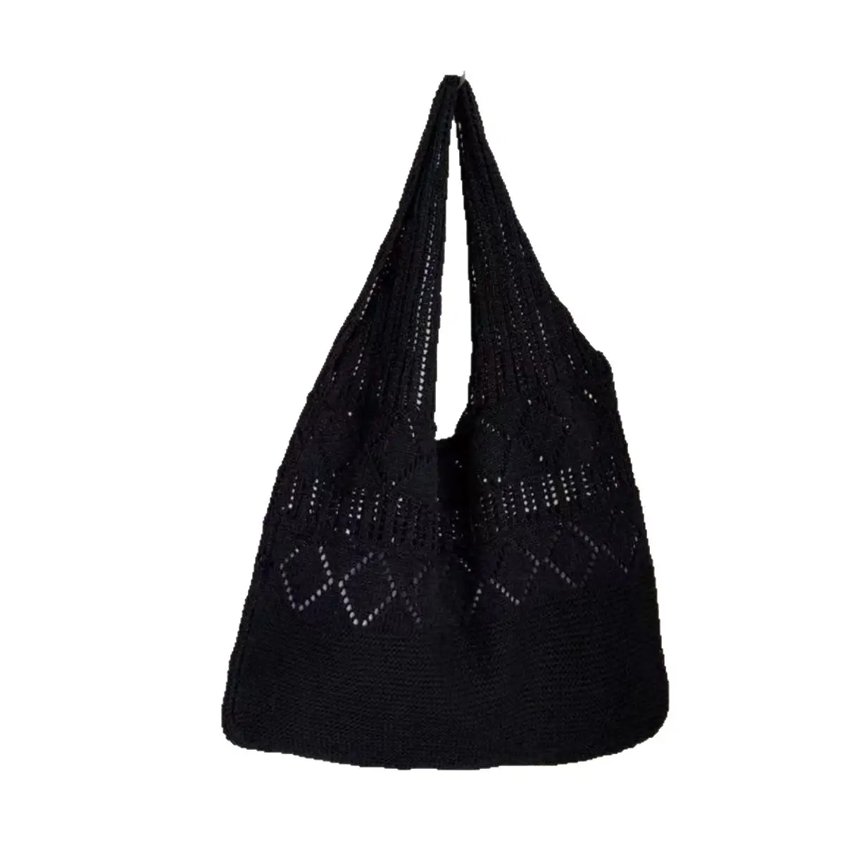 Women Cotton Knitted Mesh Shoulder Bag Large Capacity Summer Casual
