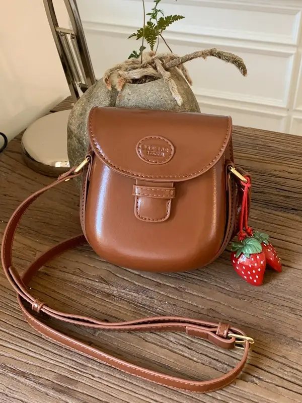 Red Crossbody Phone Bag for Women with Strawberry Tassel - Image 6