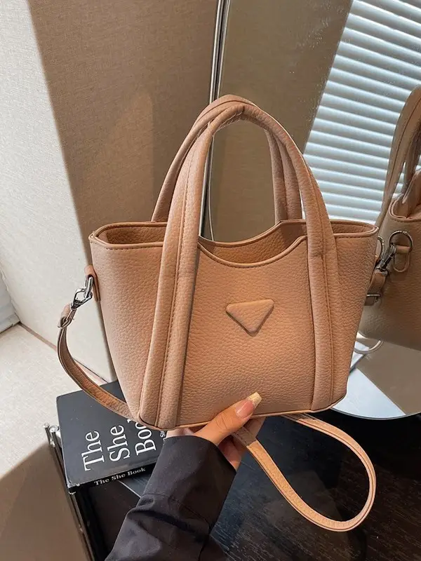 Women's Tan Textured Shoulder Bag 2026 New Trendy - Image 8