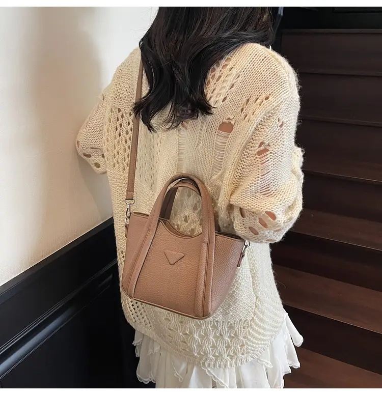 Women's Tan Textured Shoulder Bag 2026 New Trendy — feature 30