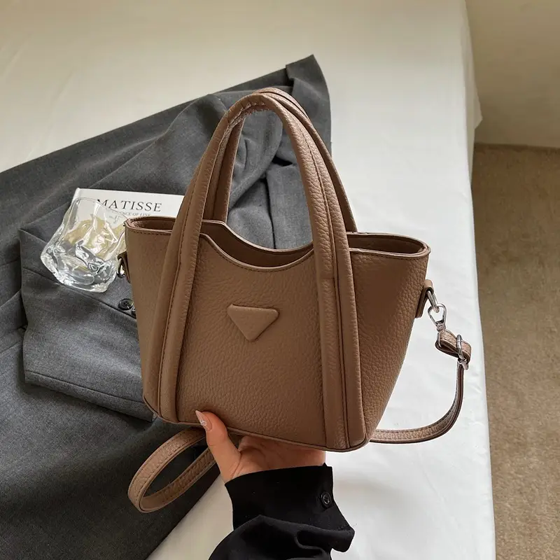 Women's Tan Textured Shoulder Bag 2026 New Trendy - Image 2