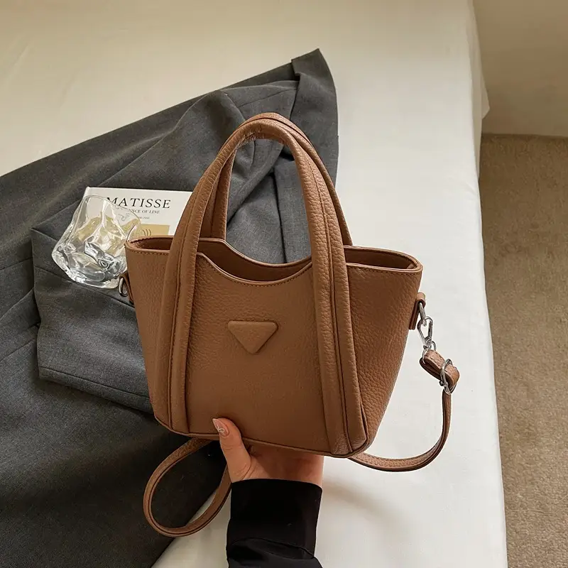 Women's Tan Textured Shoulder Bag 2026 New Trendy - Image 3
