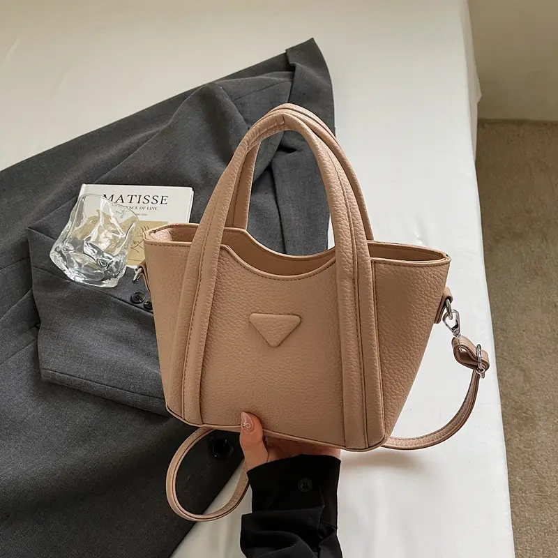 Women's Tan Textured Shoulder Bag 2026 New Trendy - Image 4