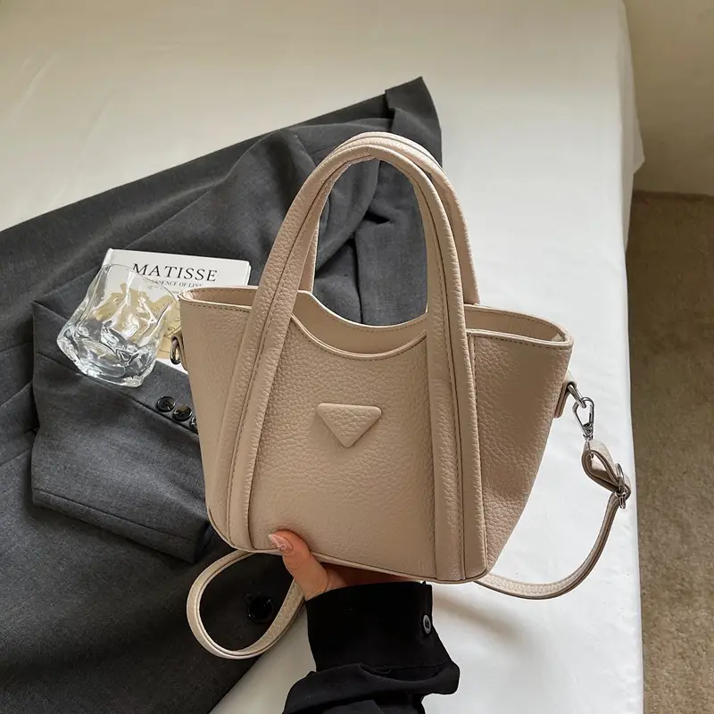 Women's Tan Textured Shoulder Bag 2026 New Trendy - Image 5