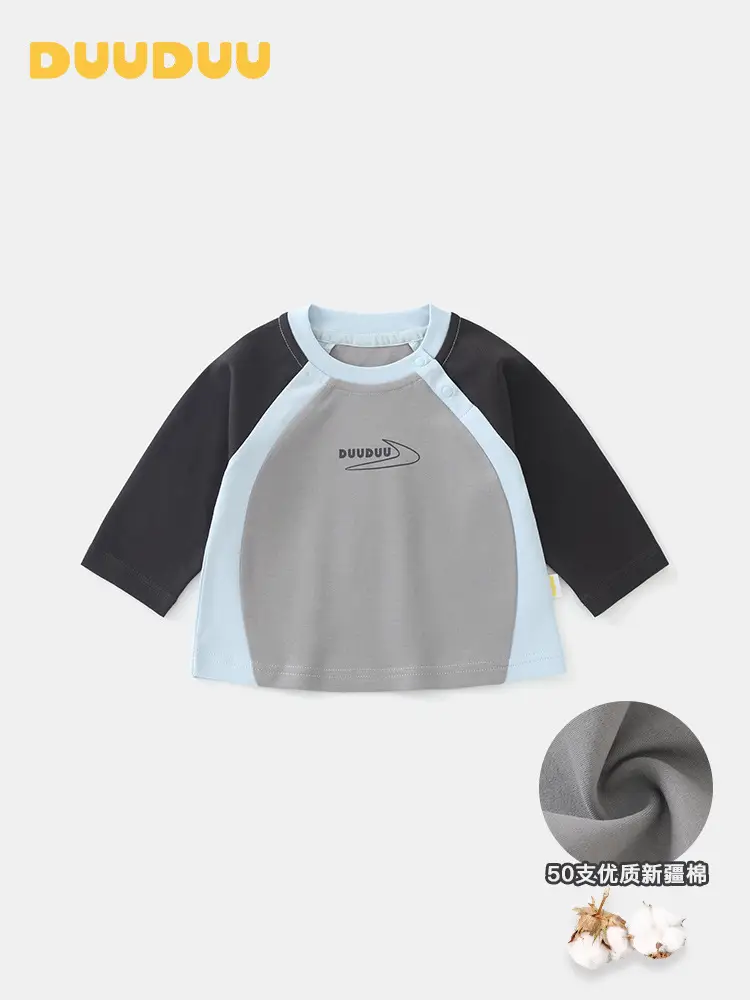 Duuduu Kids T-Shirt Cotton Long Sleeve Grey Black Blue