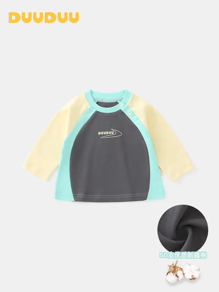 Duuduu Kids T-Shirt Cotton Long Sleeve Grey Black Blue