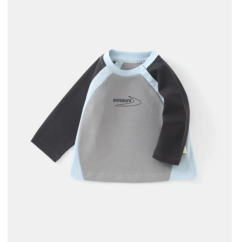Duuduu Kids T-Shirt Cotton Long Sleeve Grey Black Blue — feature 24
