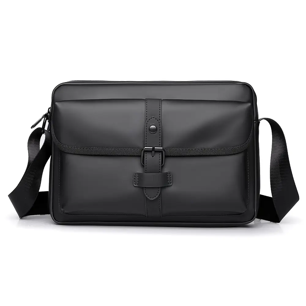 Men's Black Shoulder Crossbody Messenger Bag Lightweight Nylon - Image 8