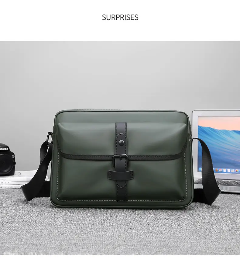 Men's Black Shoulder Crossbody Messenger Bag Lightweight Nylon — feature 25