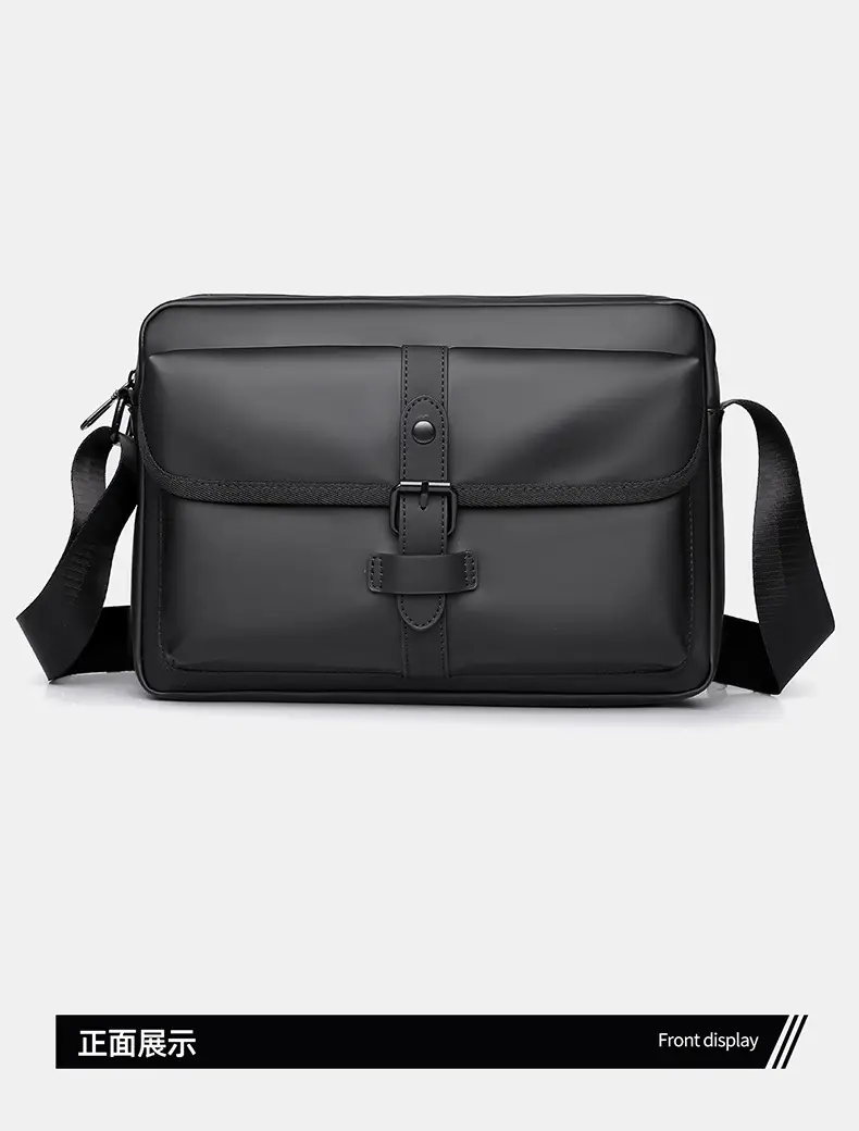 Men's Black Shoulder Crossbody Messenger Bag Lightweight Nylon — feature 27